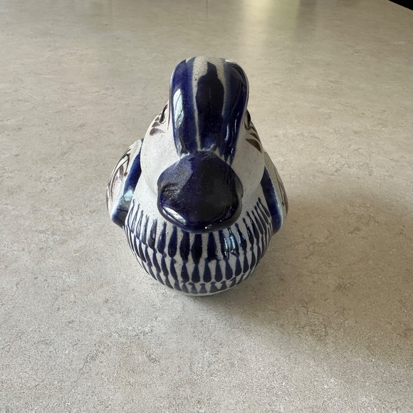 Vintage Tonala MEXICAN HAND PAINTED POTTERY CERAMIC DUCK 4.5” H x 7" W - Picture 5 of 14